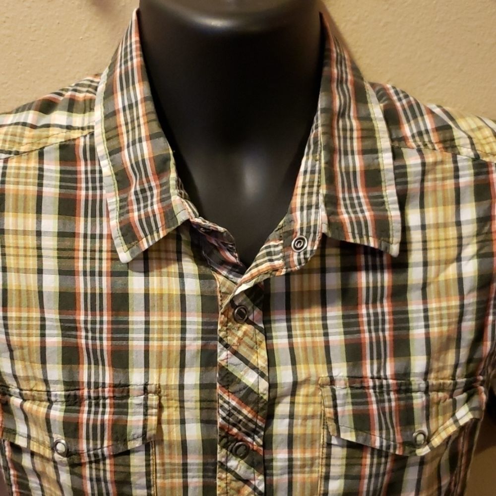 Prana short sleeve snap button shirt multicolor